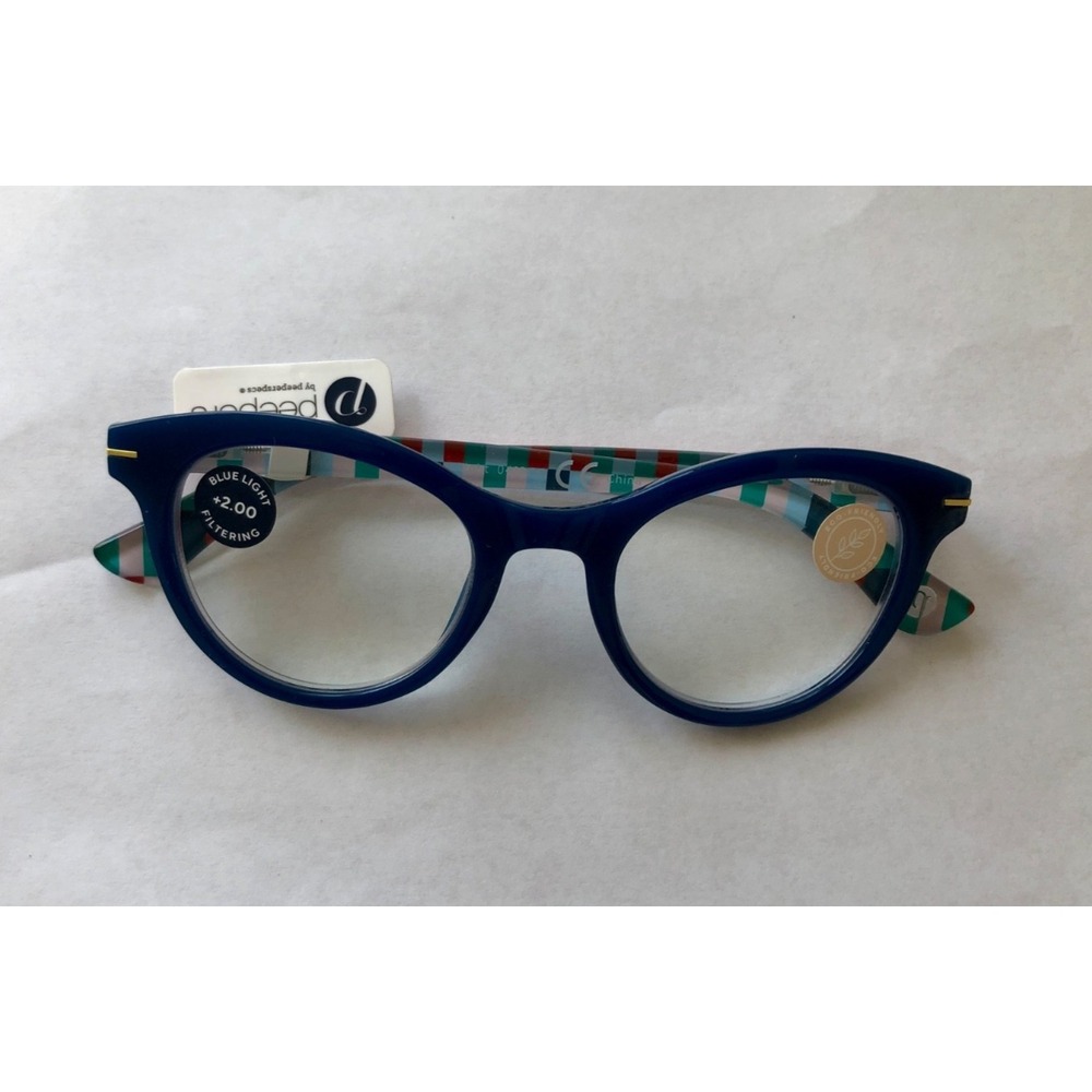 NEW‎ Daphne Teal Check  PEEPERS BLUE LIGHT FILTERING Readers +2.00